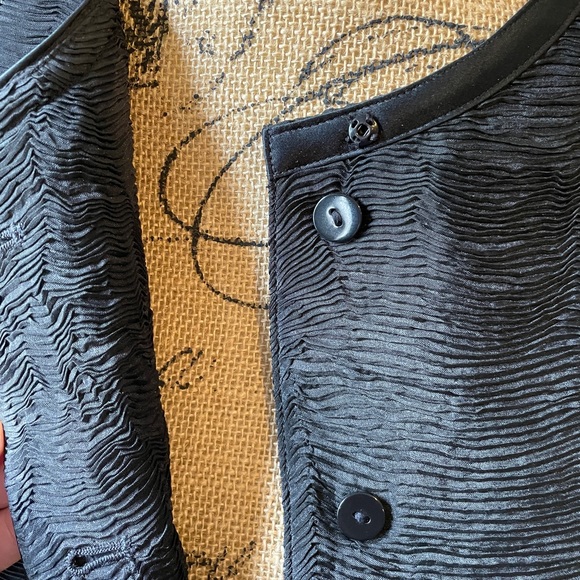 Badgley Mischka  Black Silk Silk Blend Jacket with Gorgeous Detail - Picture 7 of 12